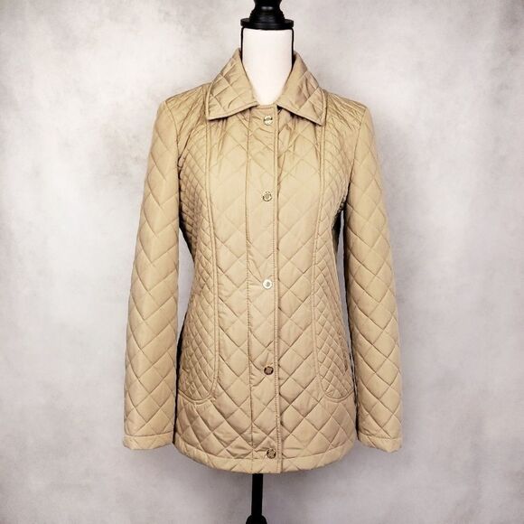Calvin Klein beige zippered quilted coat XS - Picture 1 of 8